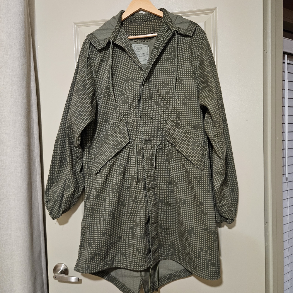 Olive Green Printed Hooded Anorak